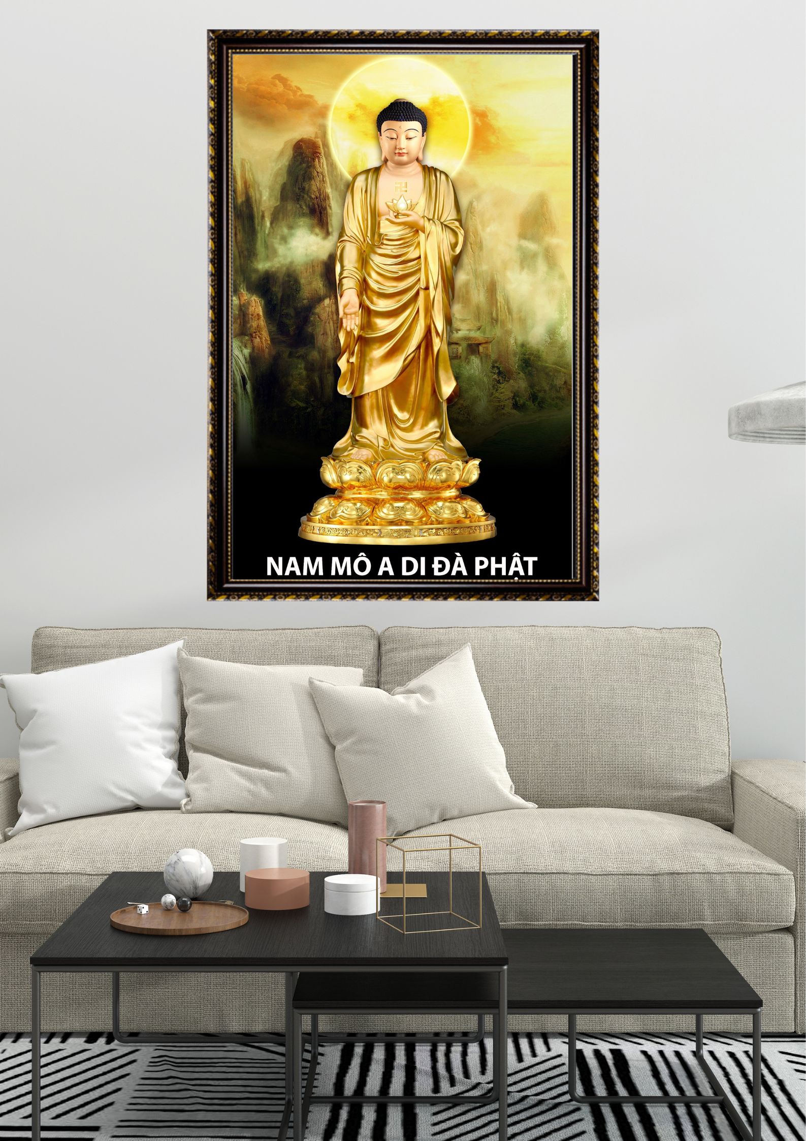 Tranh Canvas Đức Phật A Di Đà Đóng Khung Cao Cấp 01